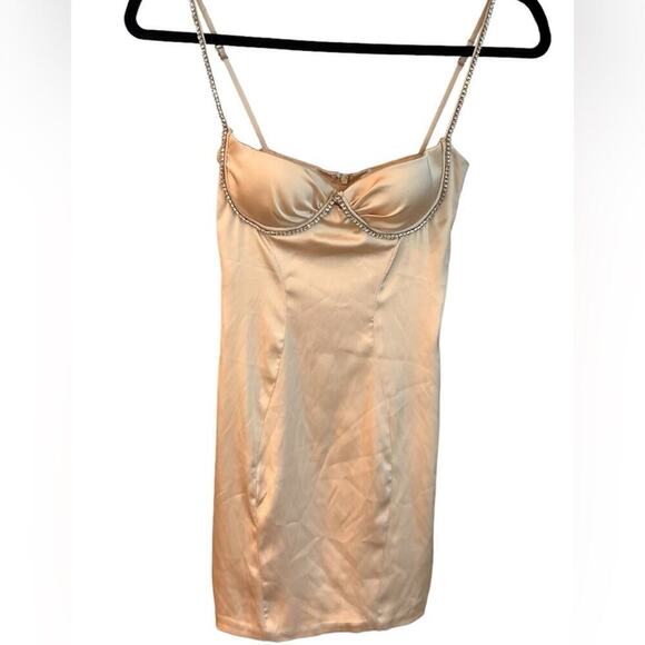Oh Polly Dresses & Skirts - Oh Polly Champagne Underwire Corset Dress with Rhinestone Trim size 0